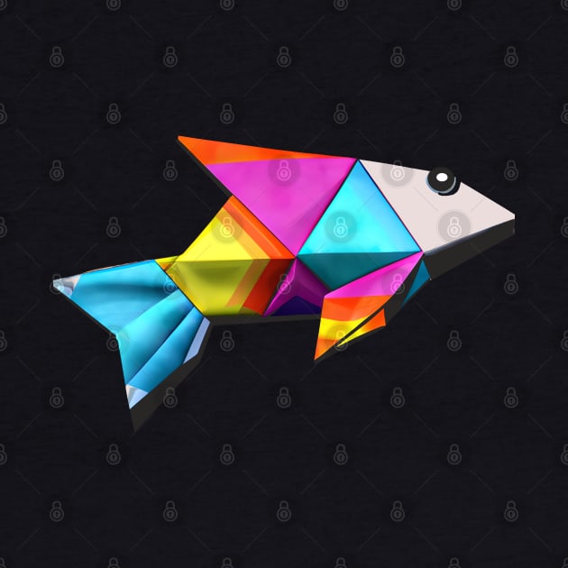 Geometric Fish abstract colorful rainbow color scheme origami style by GraphGeek